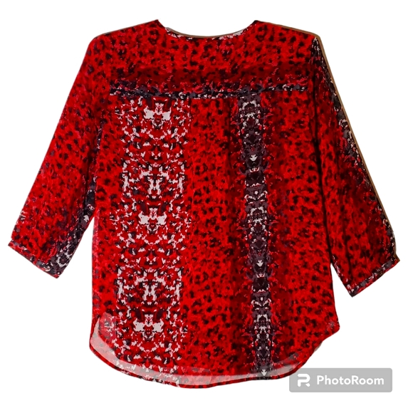 S/I Studio women's plus size 1X geometric patterned sheer pullover tunic. 875 - Picture 4 of 4